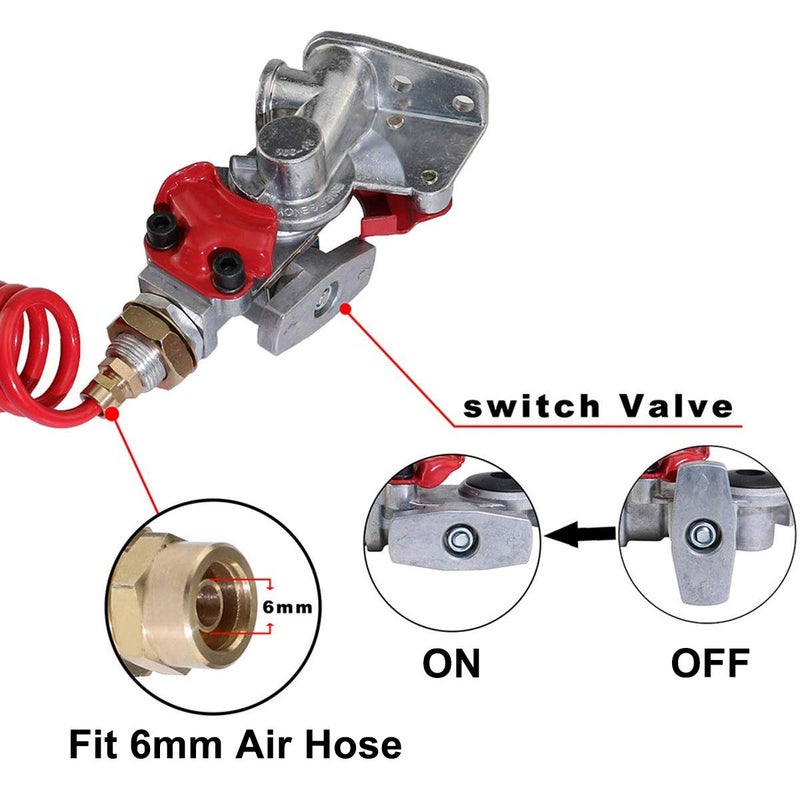 KOOTANS 1 Pair Service Emergency Gladhands with Valve Switch Die Cast Aluminum Valve Glad Hands Universal Air Hose Brake Coupling Connector Handshake Kit for Truck Semi Trailer Tractor RVs - Image 4